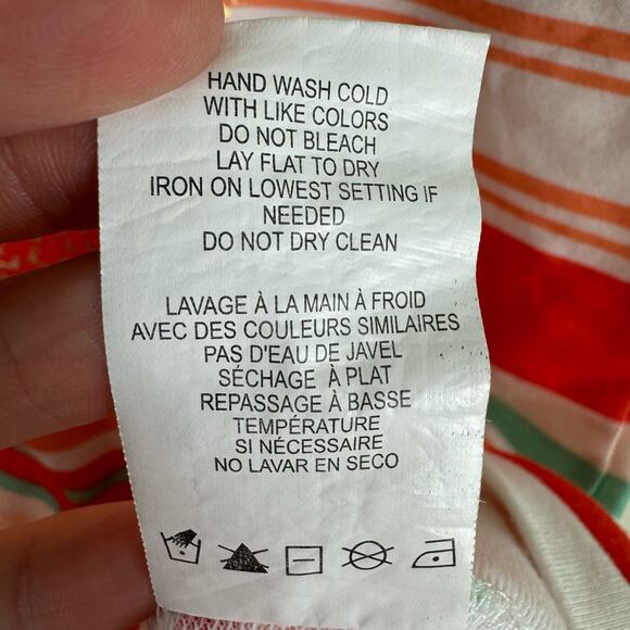 Copper Key Striped Teal Coral Long Sleeve Top Gold Heart Stretch Girl's Size XL - Picture 6 of 6